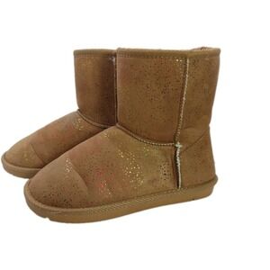 Serra Children's  Ankle Boots  Brown Sparkle Faux Suede Fur Shearling Size 2/3